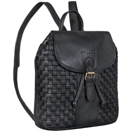 STILORD 'Camilla' Small Leather Backpack Women's Genuine Leather Boho Look Elegant Daypack Vintage Small Backpack Handbag Backpack Made of Real Leather Braided, black