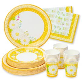 Royal Bluebonnet Daisy Plates and Napkins Party Supplies - Set of 24 Daisy Party Plates, Daisy Birthday Party Decorations, Daisy Party Decorations, Spring Paper Plates and Napkins, Easter Paper plates