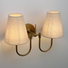 Pathson 2-Lights Linen Fabric Wall Sconce Light, Hardwired Double Curved