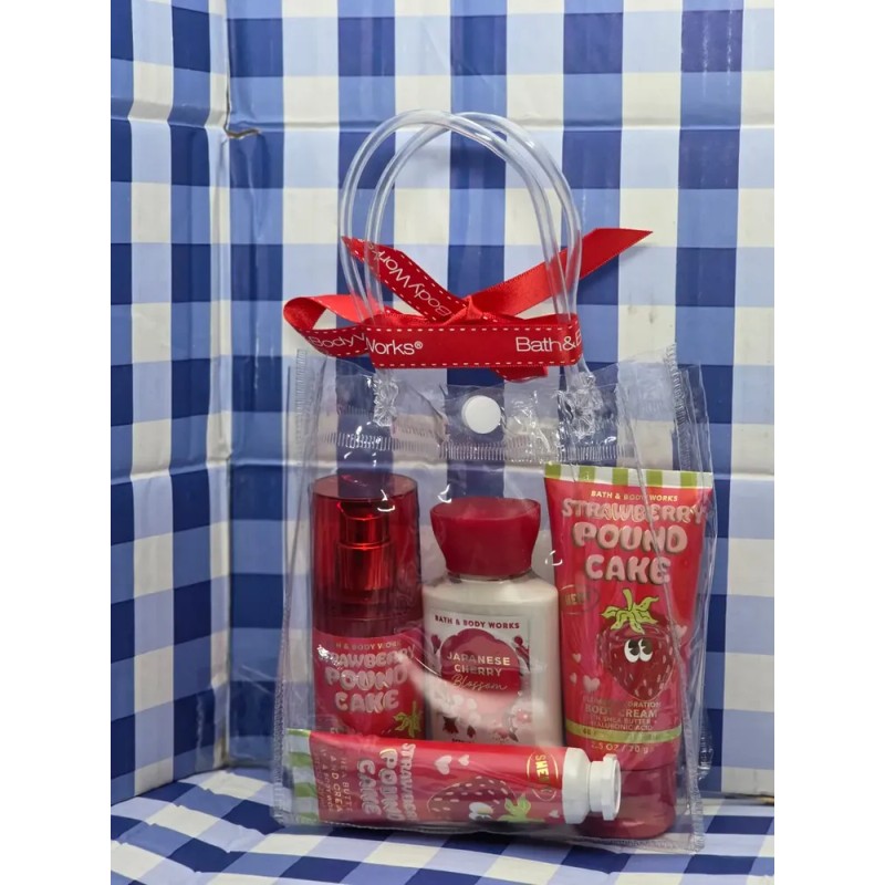 Mini Set Travel 4pz Strawberry Pound Cakebath And Body Work