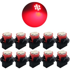 GLOFE T10 194 168 Dash Instrument White LED Light Bulbs Bright Panel Gauge Cluster Dashboard LED Light Bulbs 10Pcs/Set (Red)