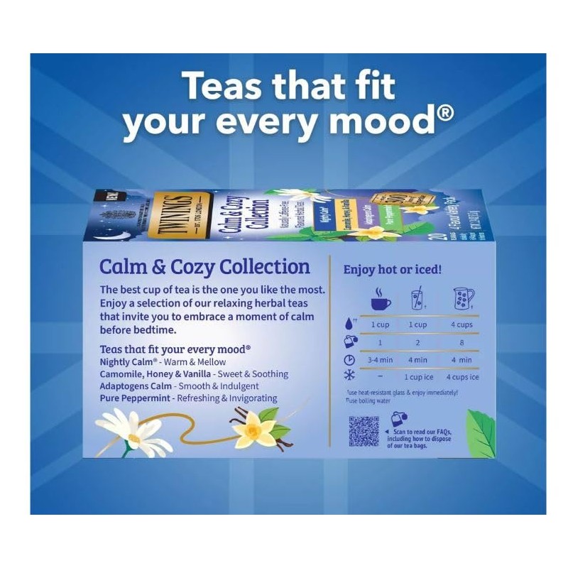 Twinings Calm Cozy Collection Herbal Cafeína Variedad Sabores Bolsitas
