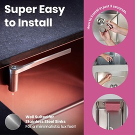 Magnetic Dish Cloth Holder - Suitable for Metal Sinks - Strong Magnetic Backing - Sustainable Kitchen Solution Dish Cloth Holder - Wash Rag Holder - Dishcloth Hanger - (Steel)