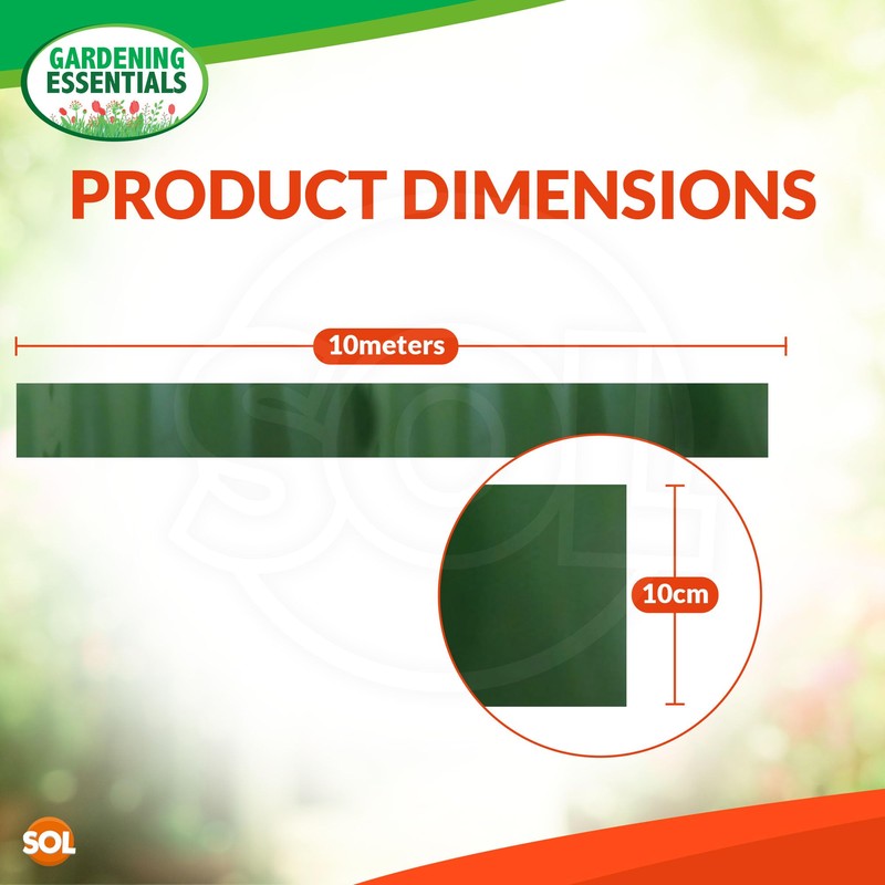 SOL Lawn Edging Border, 100mm x 10m Garden Edging, Flexible