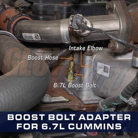 GlowShift Turbo Boost Bolt Adapter Compatible with 6.7L Dodge Ram 2500 3500 Cummins Diesel 2006.5-2018 - Installs to Intake Manifold Horn