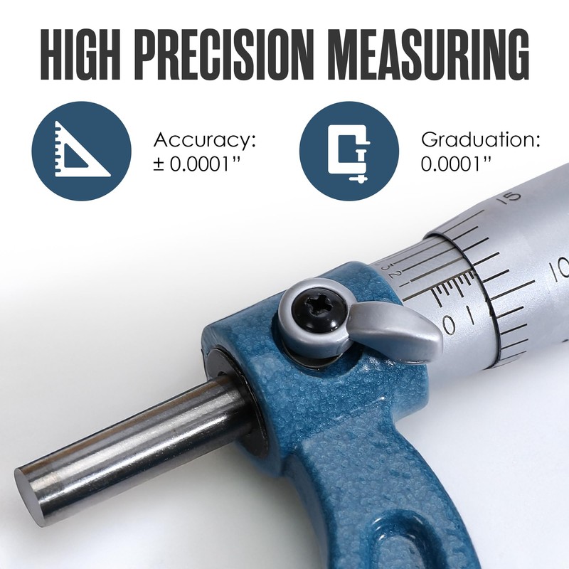Micrometer, Outside Micrometer Set, Measuring Tool, 6 Pack & Accessories,