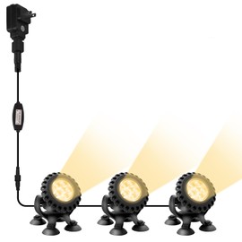 T-SUN Warm White Pond Lights, Super Bright Underwater LED Light Submersible Pond Light Remote Control IP68 Waterproof Fish Tank Lights for Fountain Aquarium Pool (3 Lights-3000K)