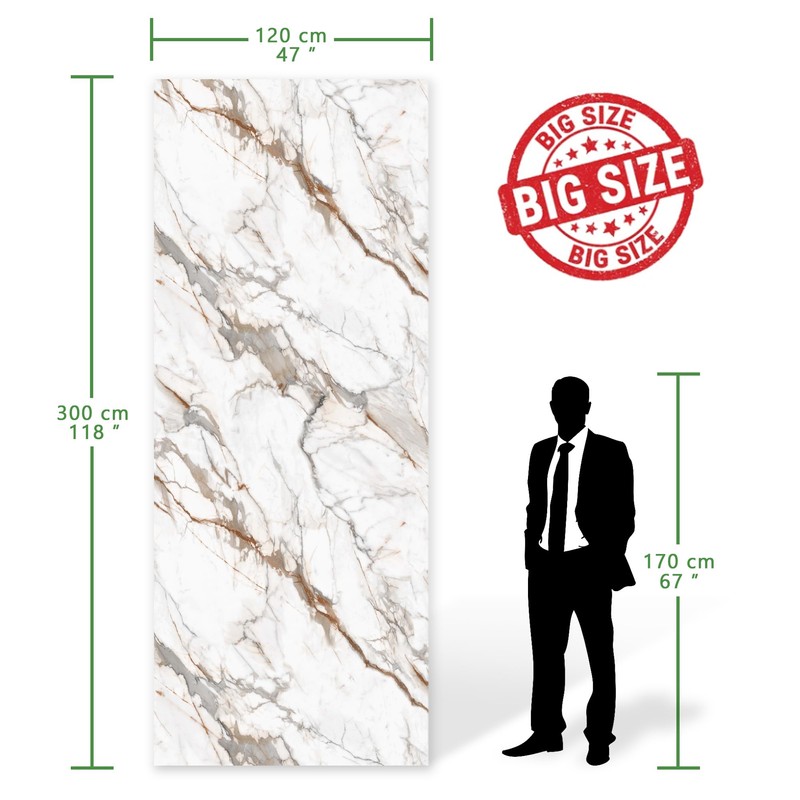Marble Peel and Stick Waterproof Wall Paneling, 118" x 47"