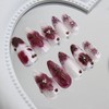 Mkwntg 24Pcs Flower Press on Nails Medium Almond Fake Nails