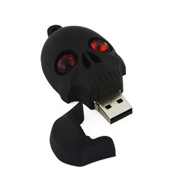 128GB Skull Shaped USB 2.0 Memory Flash Drive Skull Small Funny Fashion Keychain with Lanyard Hole Compact Black for PC Node PC Computer (Black)
