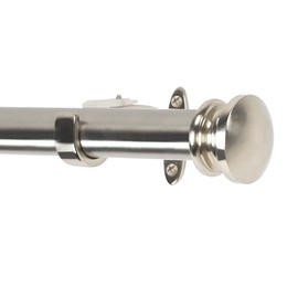 Deco Window 1 Inch Adjustable Satin Silver Curtain Rod for Windows Curtains with Endcap Round Finials & Brackets Set - 52" to 144"