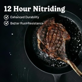 Flambo Flambo 12 Inch Cast Iron Skillet - Naturally Non-Stick, Pre-Seasoned Frying Pan, Smooth Nonstick Finish for Grilling, Frying, Sauteing, Searing, Baking - Use on Oven, Stove, Grill, or Campfire