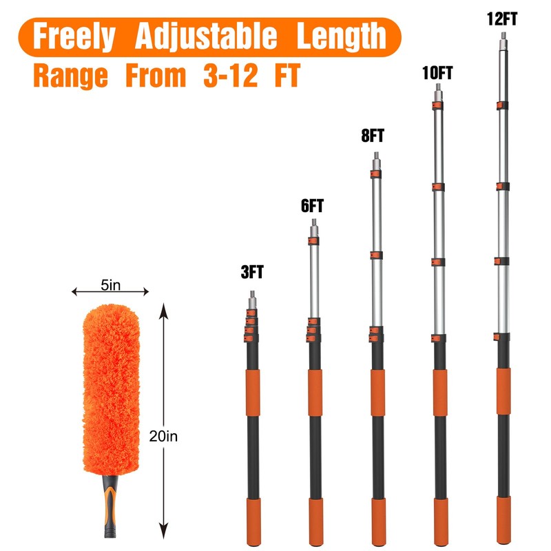 LAANPOLE 20FT High Reach Duster Cleaning Kit with Extension Pole,