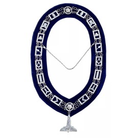 Masonic Master Masons Blue Lodge  Silver Collar Chain + Senior Warden Jewel