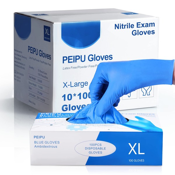PEIPU Nitrile Gloves Disposable Gloves(Medium, 1000-Pack)，Powder Free, Cleaning Service Gloves, Latex Free