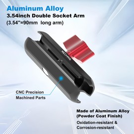 Mechrig Double Socket Arm, Aluminum Alloy Extension Medium Arm Compatible with RAM Mount B Size Ball Head Components & Motorcycle/Ebike/Bike/Car Phone Stand Mount,3.54" Length,78019