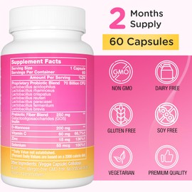 Trehealtt 70 Billion CFUs Vaginal Probiotics, PH Balance with Probiotic & Prebiotic & D-Mannose, Women Probioticos for Odor & Flora, Yeast, vag, Urinary Health, GMO-Free, 60 Days Supply