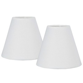 Lampwell NICO Off White Small Modern Cylindrical Linen Clip-on Lamp Shades Set of 2, 6"×3"×H5"