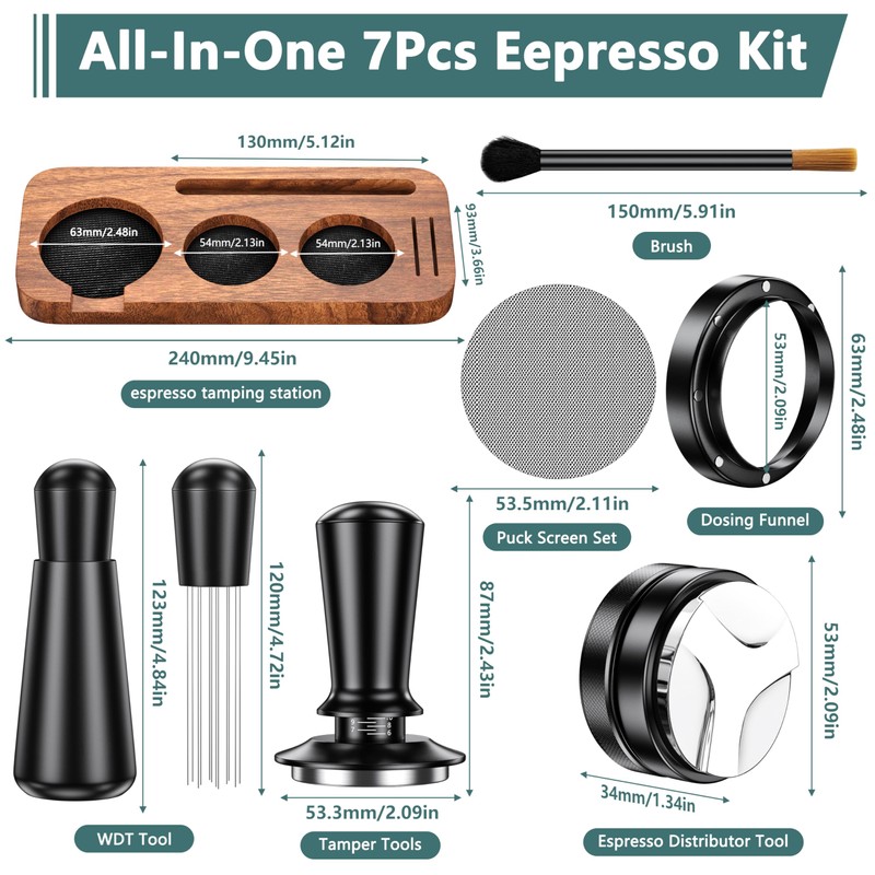 7 Pack Espresso Accessories Kit,54mm Espresso Tool Kit | Espresso