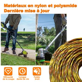 Tricolor Spiral Weed Wacker String, 847 Foot, 1LB, 0.065 String Trimmer Line,Universal Weed Eater String,Premium Nylon Replacement Trimmer line