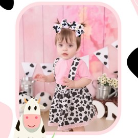 2PCS Cute Moo Cow Print Hair Bows,Pink Grosgrain Ribbon Alligator Clips for Teen Girls, Women, Toddlers, Kids' Birthday Party Decor Accessories Gift (B)