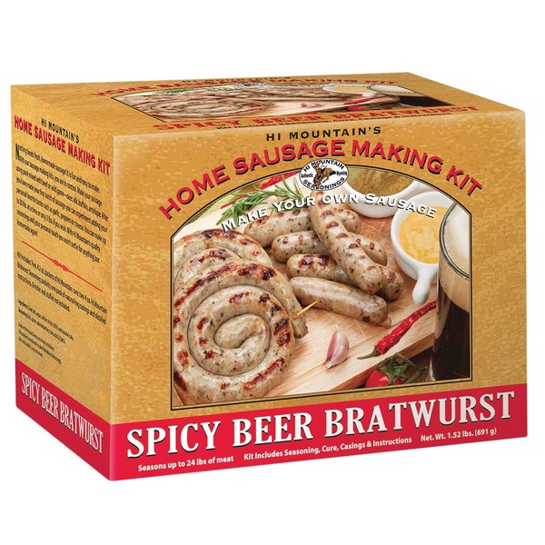 Hi Mountain Seasonings - Spicy Beer Bratwurst Sausage Kit - Make your Own Delicious Sausage