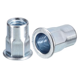 uxcell 5/16-18 Half Hex Body Rivet Nuts, 60pcs Zinc Plated Carbon Steel Flat Head Threaded Insert Nuts for Metal, Plastic