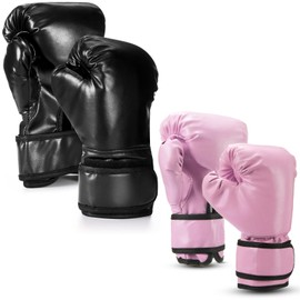 Arrowbash 2 Pair Boxing Gloves for Kids Youth Adults Includes 6oz and 10oz Boxing Gloves Wrestling Sparring Equipment for Taekwondo Kick Muay Thai BJJ Karate Training(Pink Black)