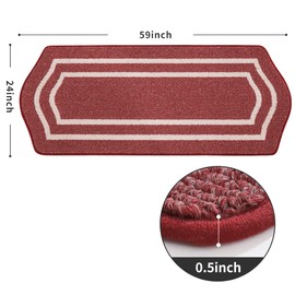 COSY HOMEER Long Kitchen Floor Mats for in Front of Sink Super Absorbent Kitchen Rugs and Mats 24"x59" Non-Skid Kitchen Mat Standing Mat Washable,Polypropylene,Red,Frame