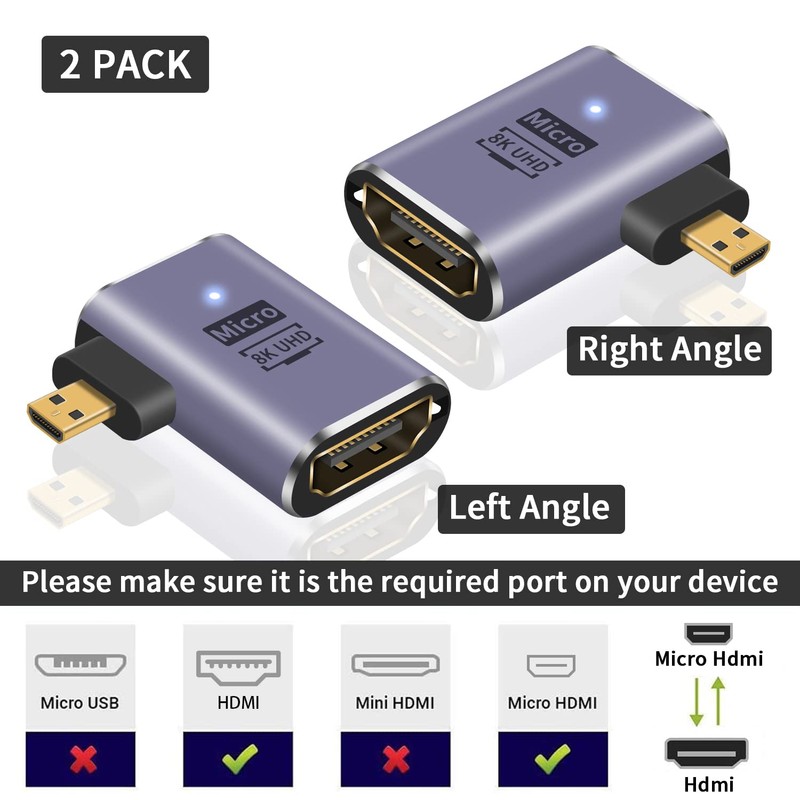 Poyiccot 8K Micro HDMI Male to HDMI Female Adapter, 48Gbps