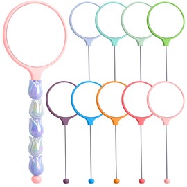 Framendino, 9 Pack Mini Round Handheld Mirrors Beaded Bar for Make Up DIY