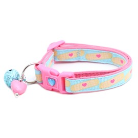 Bandage Cat Collar - Safety - Breakaway - Charm and Bell - Pugs2Persians (Small(10lbs & Less), Light Aqua)
