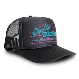 Road House Double Deuce Logo Retro 80s Snapback Cap (Trucker Hat - Black/Black)