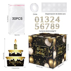 JOALGFDA Caja de Regalo Happy Birthday Money con Pegatinas DIY para Cualquier Edad - Caja de Regalo Sorpresa para Niños y Niñas, ¡una Forma Divertida de Regalar Dinero!