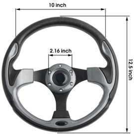 Spaorcco Black Spokes Golf Cart Steering Wheel For Club Car DS and Precedent Tempo EZGO RXV & TXT Yamaha Golf Cart Steering Wheel