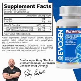 Evogen Aceite de pescado Omega | Suplemento premium de Omega-3 | Bienestar general | EPA y DHA | 90 cápsulas blandas