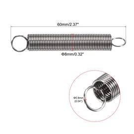 sourcing map Compression Spring,8mm OD,0.8mm Wire Size,102mm Extended Length,60mm Free Length,304 Stainless Steel,2.9Lbs Load Capacity,Silver, Pack of 5
