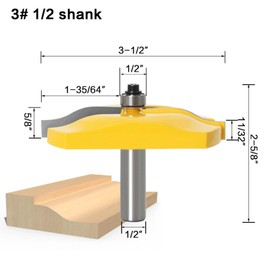 Walfront Raised Panel Router Bit 1/2in Shank Cove Woodworking Door Grooving Tool Wood Treatment Milling Cutter (3-1/2 inches), Milling Cutter