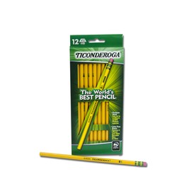 Ticonderoga Wood-Cased Pencils, Unsharpened, 2 HB Soft, Yellow, 12 Count
