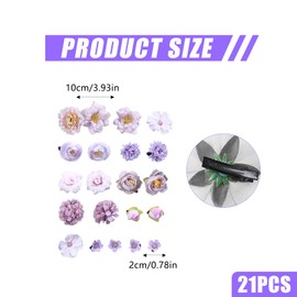 21Pcs Flower Hair Clip Set Artificial Tropical Flower Hair Clip,Artificial Flower Hair Pins,Bridal Bridesmaid Flower Headpiece for Seaside Holiday Hawaii Floral Vacation (Light purple)