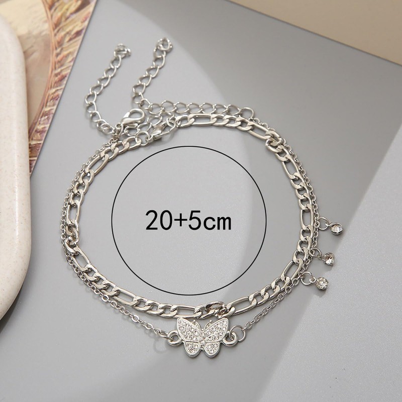 Butterfly Ankle Bracelets for Women Anklet Gold Silver Beach Rhinestone
