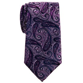 Retreez Elegant Paisley Art Pattern Woven Microfiber 3.15" Men's Tie - Purple