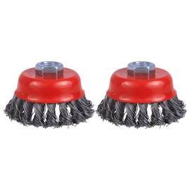 WENORA Wire Cup Brush for 4 1/2 Angle Grinder, 2 Pack 3 inch Wire Brush for Grinders, 5/8" -11 Threaded, for Heavy Cleaning Rust, Stripping and Abrasive