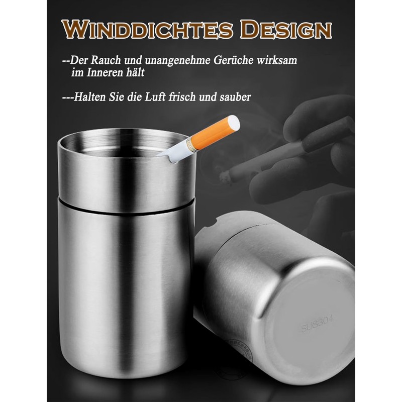 Twilight Garage Silver Ashtray, Stainless Steel Ashtray, Wind Ashtray with