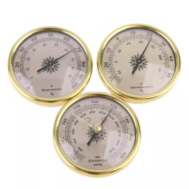 LIN 3 in 1 기압계 온도계 습도계 72mm 월마운트 임베디드 기상 예보소 골드 LIN 3 in 1 Barometer Thermometer Hygrometer 72mm Wall Mount Embedded Weather Station Gold