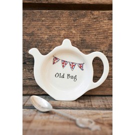 Sweet William Teabag Dish, Teapot Shape, Old Teabag