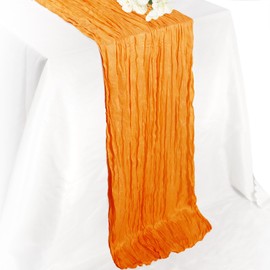 1 Pack Orange Golden Cheesecloth Table Runner 10FT Boho Gauze Rustic Cheese Cloth Table Runner, 35x120 Inches for Birthday Party Baby Shower Wedding Party Decorations