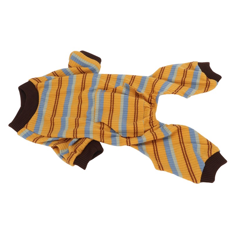 Striped Dog Pajamas Soft Stretchy Warm 4 Legged Puppy Jumpsuit