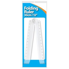 Folding Ruler with Protractor, 30cm Length, Metric Graduation, 180 Degree Angle Measurement