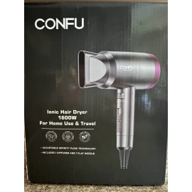 CONFU Ionic Hair Dryer, CONFU 1600W Portable Lightweight Blow Dryer,  3 Heat Settings
